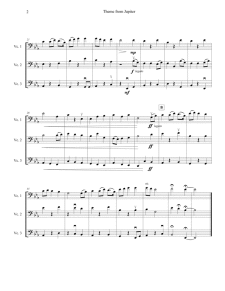 Theme From Jupiter Thaxted For Cello Trio Three Cellos Page 2