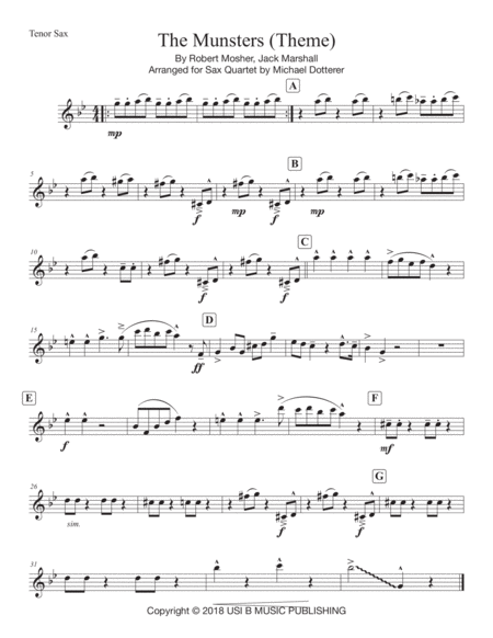 Theme From Munsters For Sax Quartet Page 2