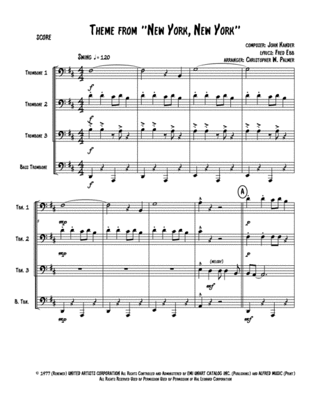 Theme From New York New York Trombone Quartet Page 2