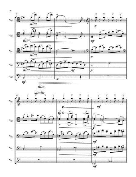 Theme From Peter And The Wolf For Cello Choir Page 2