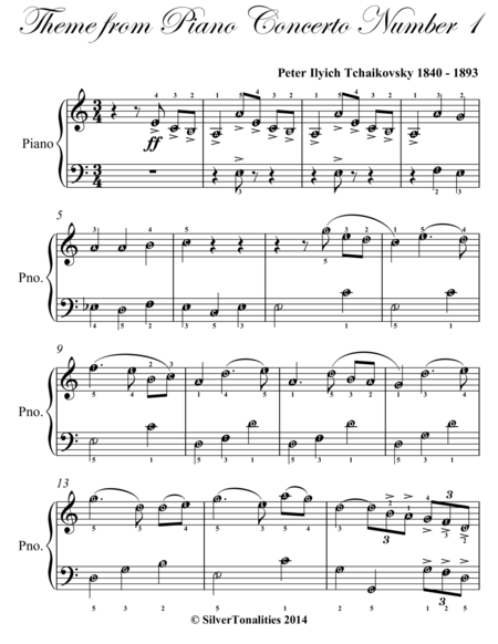 Theme From Piano Concerto Number 1 Easy Piano Sheet Music Page 2