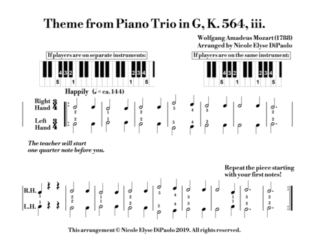 Theme From Piano Trio In G K564 Iii Proto Notation Beginner Arrangement W Teacher Duet 2p4h Or 1p4h Page 2