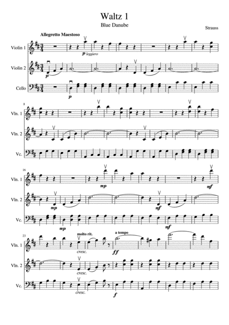 Theme From The Blue Danube Waltz Two Violins And Cello Page 2