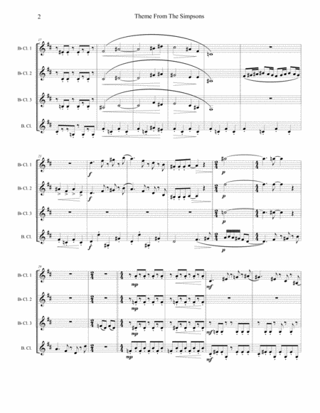 Theme From The Simpsons Clarinet Quartet Page 2