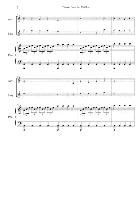 Theme From The X Files Violin And Piano Duet With Advanced And Simplified Violin Parts Page 2