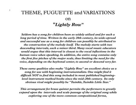 Theme Fuguette And Variations On Lightly Row Page 2