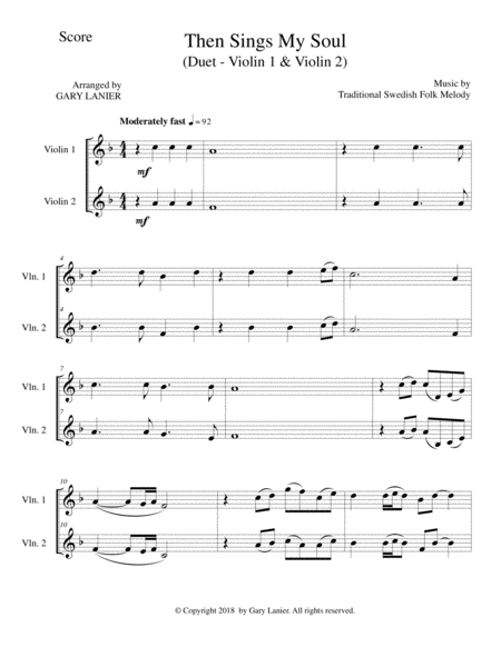 Then Sings My Soul Duet Violin 1 Violin 2 Page 2