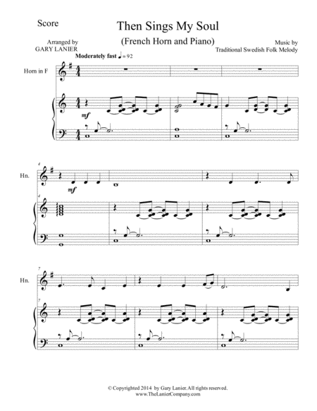 Then Sings My Soul For Horn In F Piano With Parts Page 2