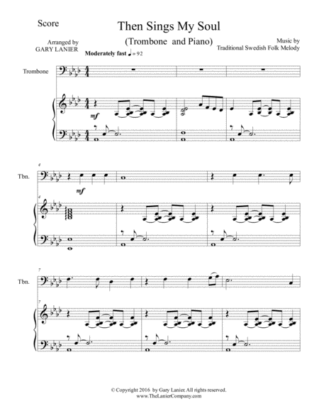 Then Sings My Soul For Trombone Piano With Parts Page 2