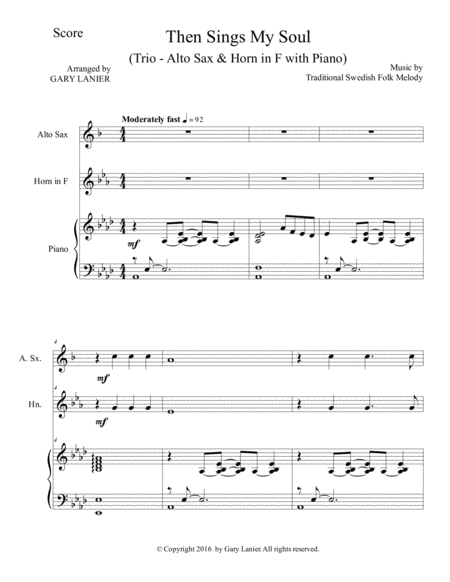 Then Sings My Soul Trio Alto Sax Horn In F With Piano And Parts Page 2