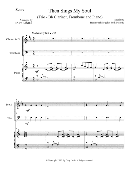 Then Sings My Soul Trio Bb Clarinet Trombone With Piano And Parts Page 2