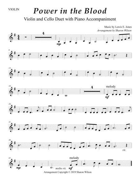 There Is Power In The Blood Easy Violin And Cello Duet With Piano Accompaniment Page 2