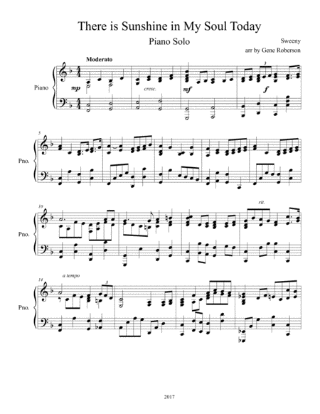 There Is Sunshine In My Soul Today For Piano Page 2