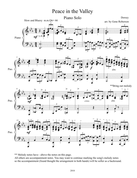 There Will Be Peace In The Valley Piano Solo Page 2