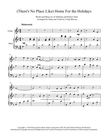 Theres No Place Like Home For The Holidays Arranged For Harp And Violin Page 2