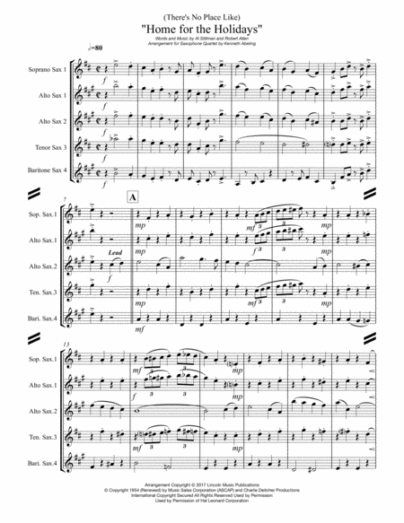 Theres No Place Like Home For The Holidays For Saxophone Quartet Satb Or Aatb Page 2