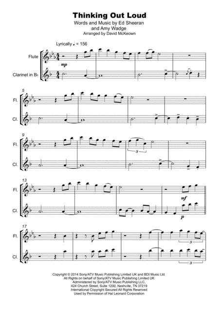 Thinking Out Loud Duet For Flute And Clarinet Page 2