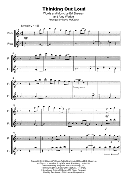 Thinking Out Loud Duet For Two Flutes Page 2