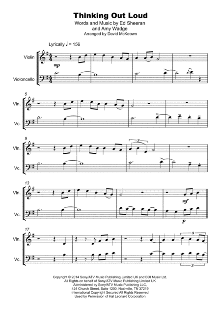 Thinking Out Loud Duet For Violin And Cello Page 2