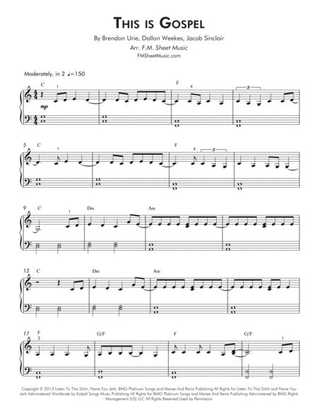 This Is Gospel Easy Piano C Major Page 2