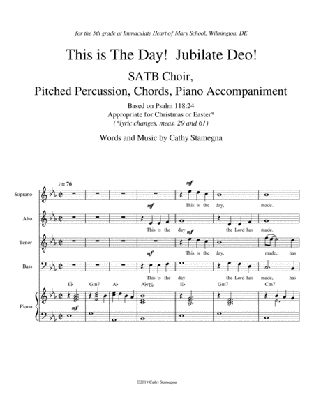 This Is The Day With Jubilate Deo Satb Choir Optional Glockenspiel Or Similar Percussion Chords Piano Acc Page 2