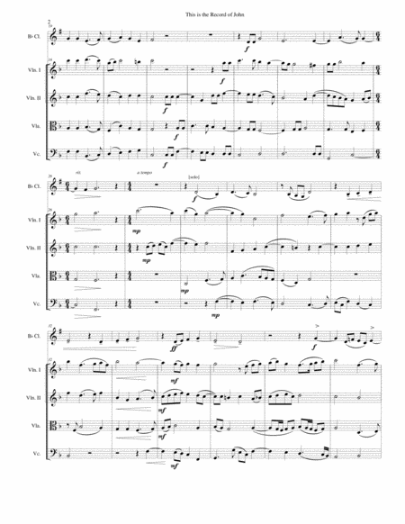 This Is The Record Of John For Clarinet And String Quartet Page 2