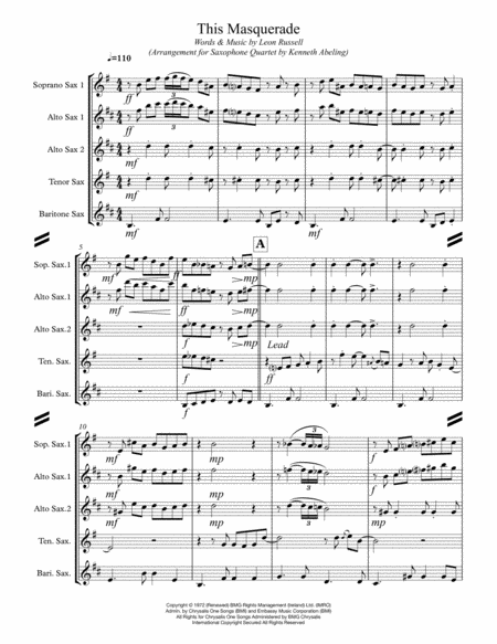This Masquerade For Saxophone Quartet Satb Or Aatb Page 2
