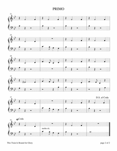 This Train Is Bound For Glory Easy Piano Duet 1 Piano 4 Hands Page 2