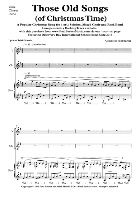 Those Old Songs Of Christmas Time Piano Vocal Score Page 2