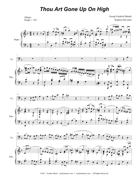 Thou Art Gone Up On High For Cello Solo And Piano Page 2