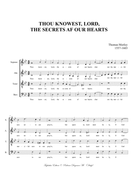 Thou Knowest Lord The Secrets Af Our Hearts Morley For Satb Choir Page 2