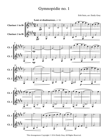 Three Gymnopedies Clarinet Duet Page 2