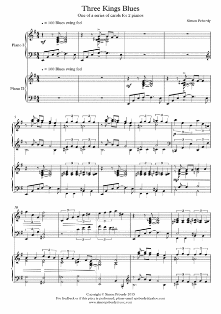 Three Kings Blues For 2 Pianos 4 Hands Variation On The Christmas Carol We Three Kings Page 2
