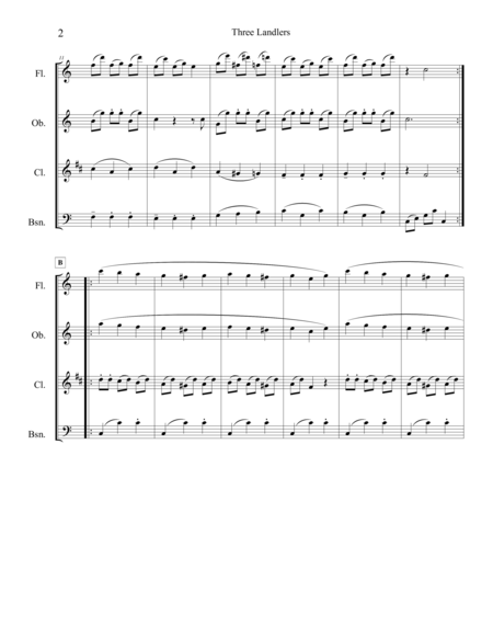 Three Landlers For Woodwind Quartet Page 2