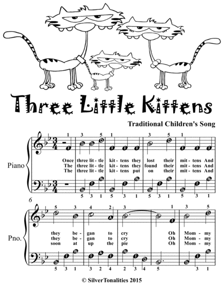 Three Little Kittens Easiest Piano Sheet Music Tadpole Edition Page 2
