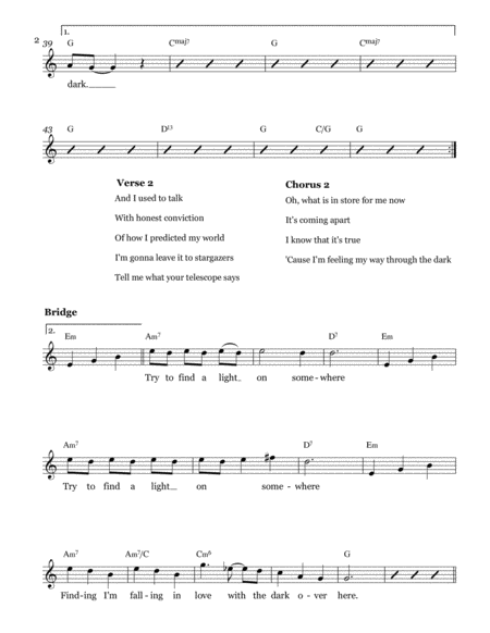 Through The Dark Leadsheet Melody Notated Page 2