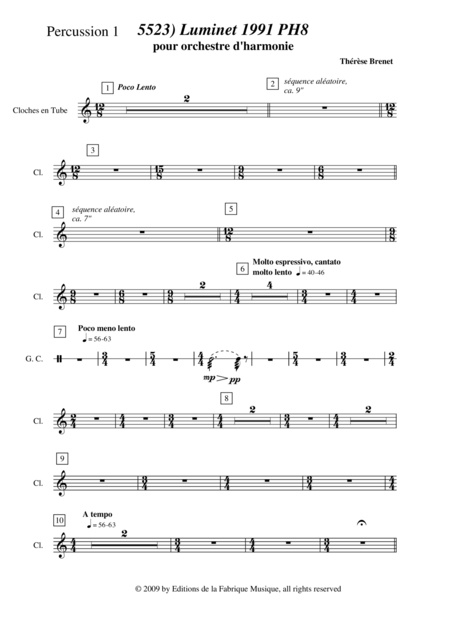 Thrse Brenet 5523 Luminet 1991 Ph8 For Concert Band Percussion 1 Part Page 2