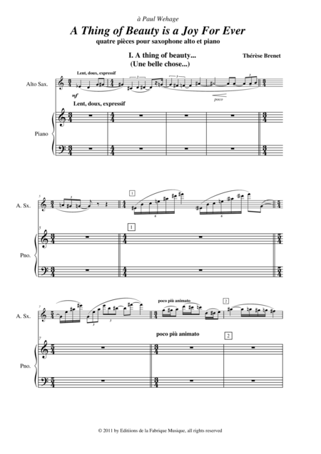 Thrse Brenet A Thing Of Beauty Is A Joy Forever For Alto Saxophone And Piano Page 2