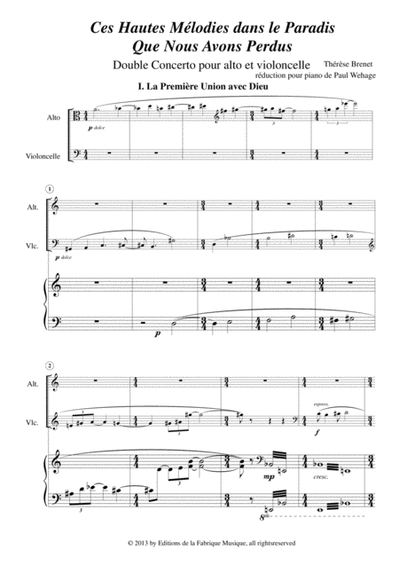 Thrse Brenet Ces Hautes Mlodies Dans Le Paradis Que Nous Avons Perdus Double Concerto For Viola Violoncello And Orchestra Piano Reduction And Solo Par Page 2