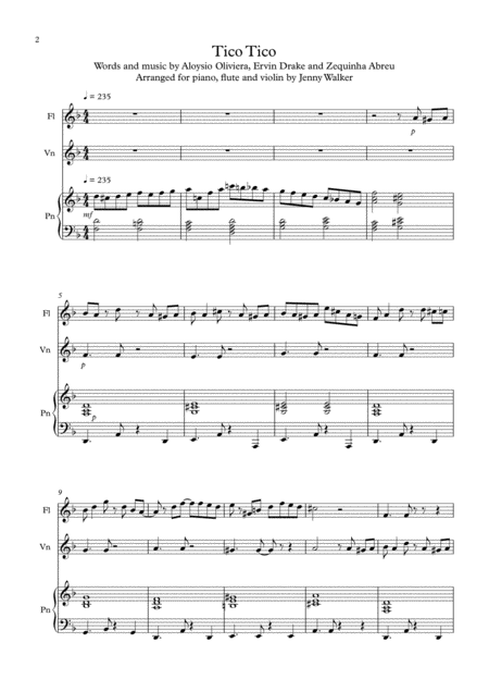 Tico Tico Piano Flute And Violin Page 2