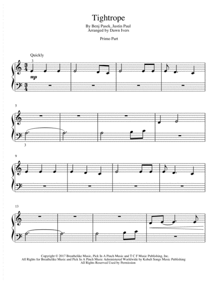 Tightrope Easy Piano Page 2