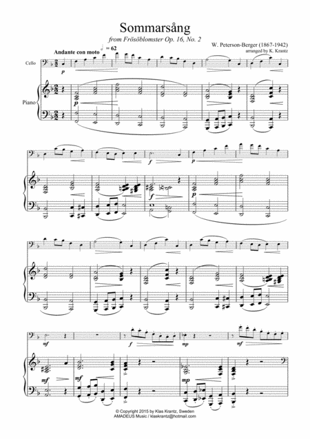 Till Rosorna For Cello And Piano Page 2