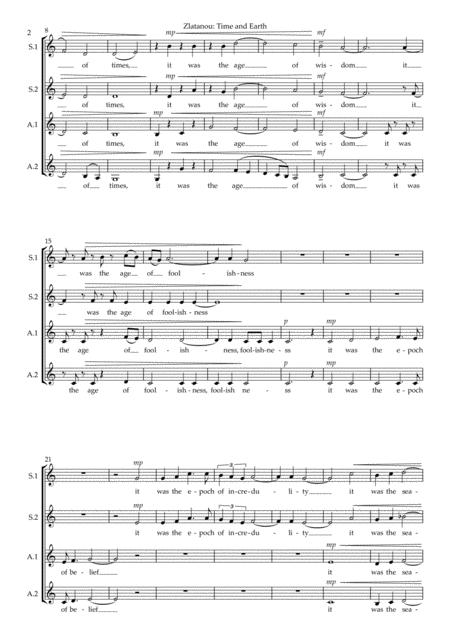 Time And Earth For Ssaa Choir Womens Vocal Ensemble A Cappella Page 2