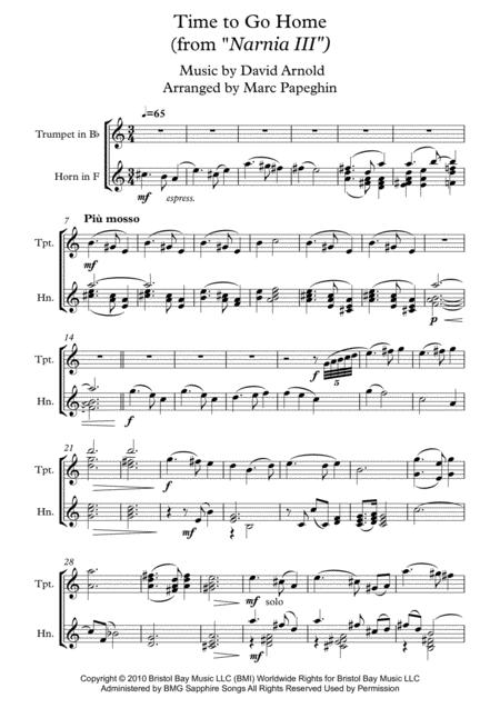 Time To Go Home From Narnia 3 The Voyage Of The Dawn Treader French Horn Trumpet Page 2