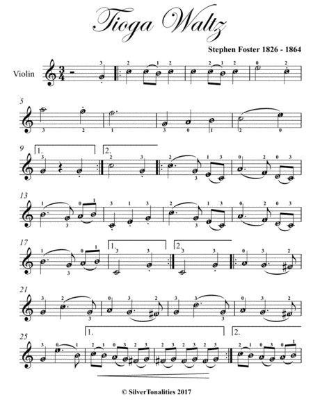 Tioga Waltz Easy Violin Sheet Music Page 2
