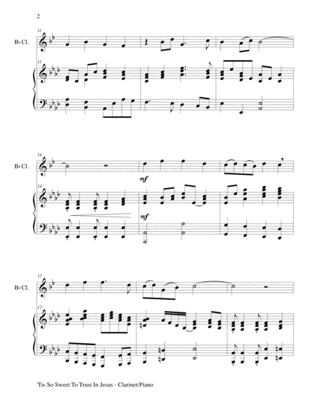 Tis So Sweet To Trust In Jesus Bb Clarinet Piano And Clarinet Part Page 2