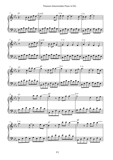 Titanium Intermediate Piano Solo In Published Eb Key With Chords Page 2