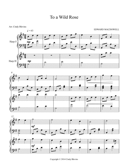 To A Wild Rose Arranged For Harp Duet Page 2