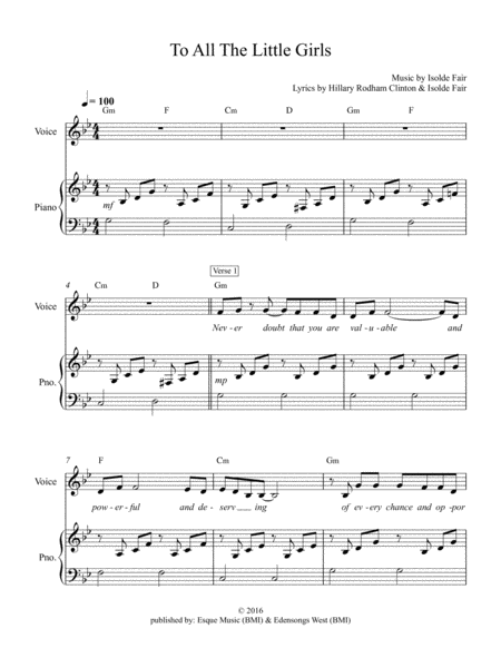 To All The Little Girls Piano Vocal Page 2