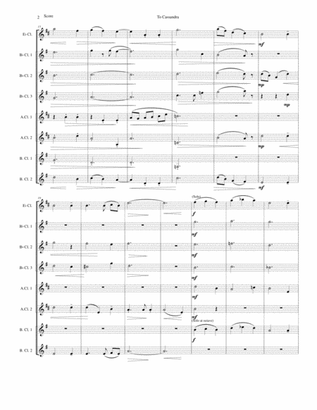 To Cassandra For Clarinet Octet Or Clarinet Choir Page 2